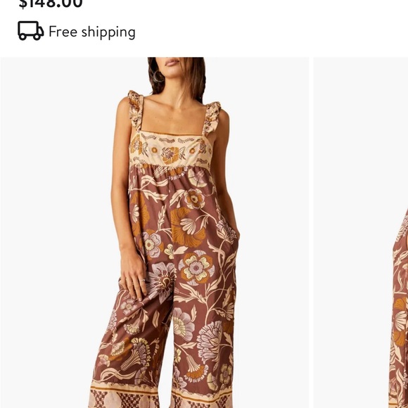 Free People Bali Albright Floral Cotton Jumpsuit - Picture 1 of 5